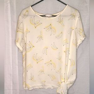 Lauren Conrad Tie Accent Banana Design Top size XL